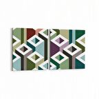 Olla 10017K2Y Abstract 3 Boyut Görsel Kare 2'li Yatay Kanvas Tablo (Ölçü: 125X60)