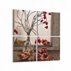 Olla 15307K4 Gıda Görseli Kare 4'lü Kanvas Tablo (Ölçü: 145X145)