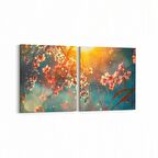 Olla 11653K2Y Orkide Çiçek Görseli 2'li Yatay Kanvas Tablo (Ölçü: 145X70)