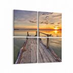 Olla 16107K4 Günbatımı Görseli Kare 4'lü Kanvas Tablo (Ölçü: 65X65)