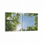Olla 10504K2Y Ağaç Görseli Kare 2'li Yatay Kanvas Tablo (Ölçü: 85X40)