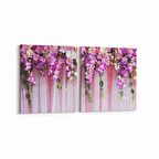 Olla 11574K2Y Çiçek Görseli Kare 2'li Yatay Kanvas Tablo (Ölçü: 145X70)