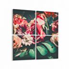 Olla 11781K4 Çiçek Görseli Kare 4'lü Kanvas Tablo (Ölçü: 145X145)