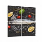 Olla 15012K4 Gıda Görseli Kare 4'lü Kanvas Tablo (Ölçü: 105X105)