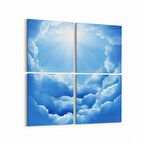 Olla 15774K4 Gökyüzü Bulut Görseli Kare 4'lü Kanvas Tablo (Ölçü: 65X65)