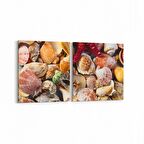 Olla 12937K2Y Deniz / Okyanus Görseli Kare 2'li Yatay Kanvas Tablo (Ölçü: 85X40)