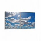 Olla 15462K2Y Gökyüzü Bulut Görseli Kare 2'li Yatay Kanvas Tablo (Ölçü: 125X60)