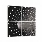 Olla 10249K4 Abstract Girdap Görsel Kare 4'lü Kanvas Tablo (Ölçü: 145X145)