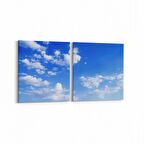 Olla 15676K2Y Gökyüzü Bulut Görseli Kare 2'li Yatay Kanvas Tablo (Ölçü: 85X40)