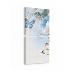 Olla 11669K2D Orkide Çiçek Görseli Kare 2'li Dikey Kanvas Tablo (Ölçü: 30X65)