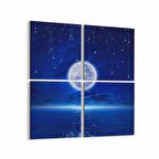 Olla 14703K4 Gece Gökyüzü Görseli Kare 4'lü Kanvas Tablo (Ölçü: 105X105)