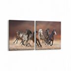 Olla 12662K2Y Hayvanlar Alemi Görseli Kare 2'li Yatay Kanvas Tablo (Ölçü: 85X40)