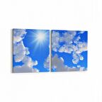 Olla 15543K2Y Gökyüzü Bulut Görseli Kare 2'li Yatay Kanvas Tablo (Ölçü: 65X30)