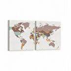 Olla 16228K2Y Harita Görseli Kare 2'li Yatay Kanvas Tablo (Ölçü: 85X40)