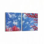 Olla 10940K2Y Ağaç Görseli Kare 2'li Yatay Kanvas Tablo (Ölçü: 65X30)