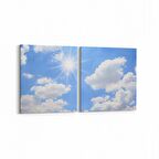 Olla 15728K2Y Gökyüzü Bulut Görseli Kare 2'li Yatay Kanvas Tablo (Ölçü: 65X30)