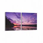 Olla 16036K2Y Günbatımı Görseli Kare 2'li Yatay Kanvas Tablo (Ölçü: 145X70)