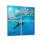 Olla 12917K4 Deniz / Okyanus Görseli Kare 4'lü Kanvas Tablo (Ölçü: 145X145)