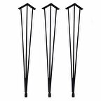 İzmir 3 lü Metal Firkete Ahşap ve Kütük Sehpa Ayağı 54 cm