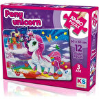 Kız Erkek Çocuk Oyuncak KS Games Pony Unicorn 12 Parça Jumbo Boy Puzzle Kız Erkek Çocuk Oyuncak Eğit