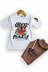 Erkek Çocuk Kaplan Baskılı Likralı Tişört & Kapri Takımı - Modern ve Şık