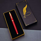 Tüylü Kalem Motif Kutulu Kırmızı Roller Kalem