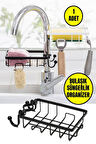 Paslanmaz Çelik Mutfak Banyo Musluğuna Sabitlenebilir Sabun ve Sünger Tutucu Organizer
