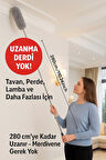 1 Adet 280 Cm Uzayabilir Mikrofiber Yumuşak Başlıklı Toz Alma Püskülü Gri Renk Temizlik Fırçası