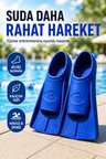 Mavi 41-42 Numara Yüzme Paleti Kauçuk Kısa Palet Havuz Deniz Antrenman Erkek Unisex Ayak