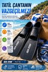 Siyah Sea Star Deniz Paleti 44-46 Tam Ayak Siyah Yüzme Şnorkel Dalış Paleti Yetişkin Unisex
