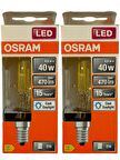 Osram 4W (40W) 6500K (Beyaz Işık) E14 Duylu Eski Tip Görünümlü Led Ampul (2 Adet)
