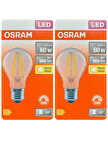 (2 Adet) Osram 6,5W (60W) 2700K (Sarı Işık) Dim Edilebilir E27 Duylu (Kalın Duy) Led Şeffaf Ampul