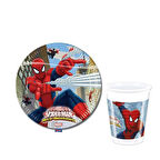 ÖRÜMCEK ADAM TEMALI KARTON TABAK VE BARDAK SETİ 8+8 ADET