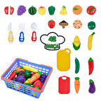 Oyuncak Kesilen Sebze Meyve Seti Kesme Tahtalı 42 Parça