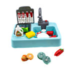 Oyuncak Mutfak Lavabo Modern Mutfak Su ile Çalışan Set Mavi