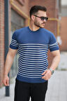 Erkek çizgi Desenli Bisiklet Yaka Kısa Kollu T-sihrt