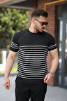 Erkek çizgi Desenli Bisiklet Yaka Kısa Kollu T-sihrt