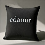 Favolli Kişiye Özel Nakışlı Home Daily Series Siyah Renk Kırlent Yastık Kılıfı