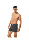 6`lı Erkek Penye Düğmeli Boxer - Füme - L-3