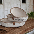 3'lü Oval Hasır Sepet takımı dekoratif sepet Düzenleyici Organizer Dekorasyon Hediyelik saklama kutusu 