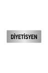 Metal Yönlendirme Levhası, Departman Kapı Isimliği Diyetisyen 5x20 Cm Gümüş Renk