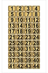 Metal Kapı,masa,dolap Numarası 10cmx15cm 44 Adet Dikdörtgen (1…44) Altın Renk Metal