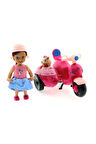 Kız Çocuk Oyuncak Cute Doll Mini Bebek ve Köpekli Mor Motorsiklet Erkek Çocuk Oyuncak Eğitici Oyunca