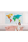 Oxyteez   Renkli Dünya Haritası Duvar Kağıdı Detaylı Ülke ve Başkentli -1710 1710