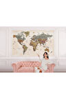 Oxyteez   Dünya Haritası Duvar Kağıdı Pastel Tonlar İngilizce Eğitici Dünya Haritası-2551 2551