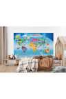 Oxyteez   Dünya Haritası Çocuk Ve Bebek Odası Hayvanlar Alemi Duvar Kağıdı-3779 3779