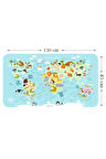 Eğitici Dünya Haritası Dünya Atlası Çocuk ve Bebek Odası Duvar Sticker-85x130-3782