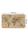 Ahşap Görünümlü Türkçe Eğitici Detaylı Atlası Dünya Haritası Duvar Sticker-85x130-3843