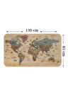 Ahşap Görünümlü Türkçe Eğitici Detaylı Atlası Dünya Haritası Duvar Sticker-85x130-3844