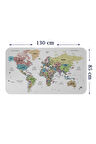 Türkçe Eğitici Ülke ve Başkent Detaylı Atlası Dünya Haritası Duvar Sticker-85x130-3850